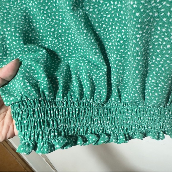 Adrianna Papell Butterfly Sleeve Leaf Print Top Green Women Size S - Picture 5 of 8